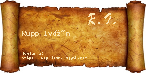 Rupp Iván névjegykártya