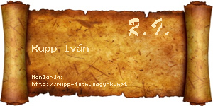 Rupp Iván névjegykártya